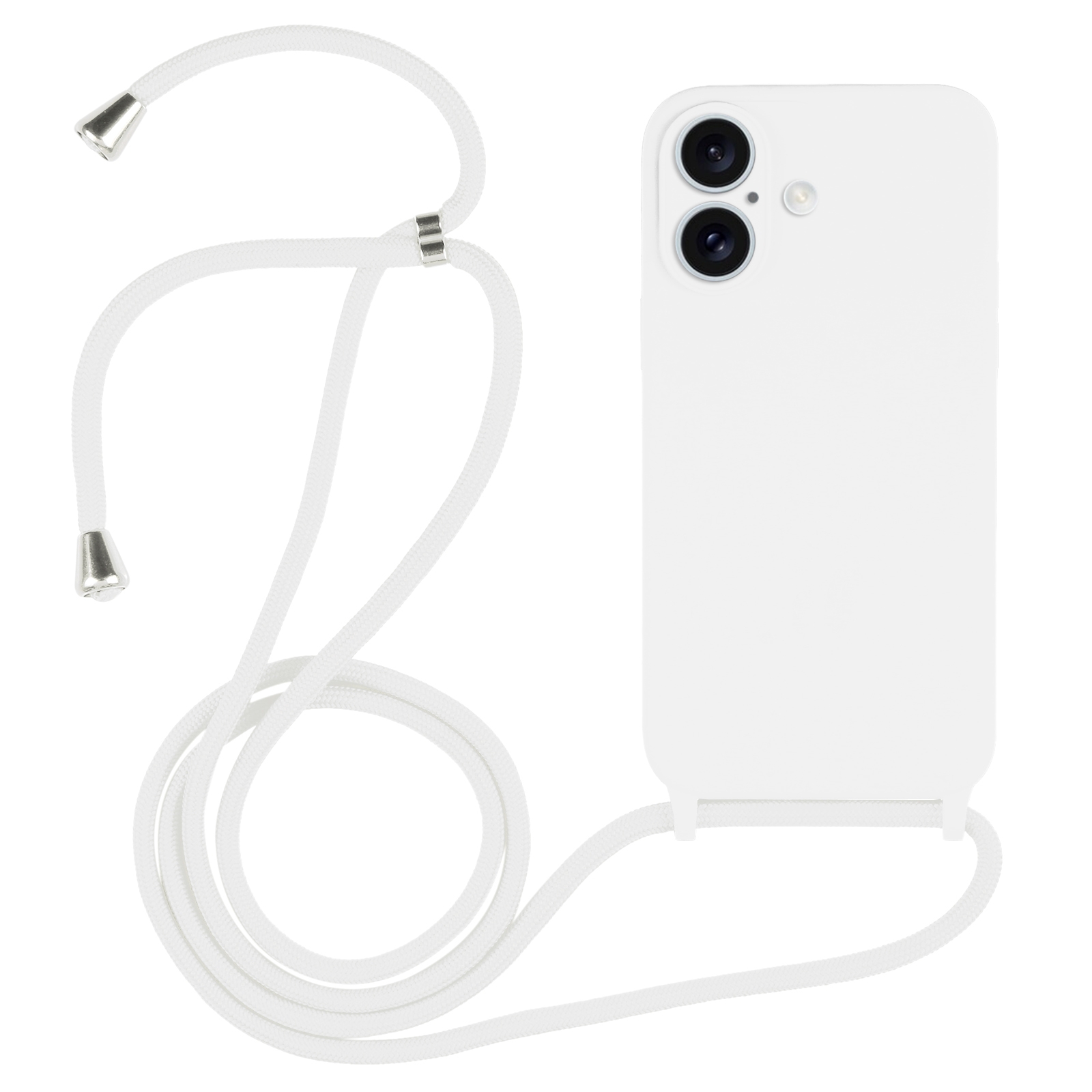 For iPhone 16 Crossbody Lanyard Liquid Silicone Case(White) For iPhone 16 Crossbody Lanyard Liquid Silicone Case(White)