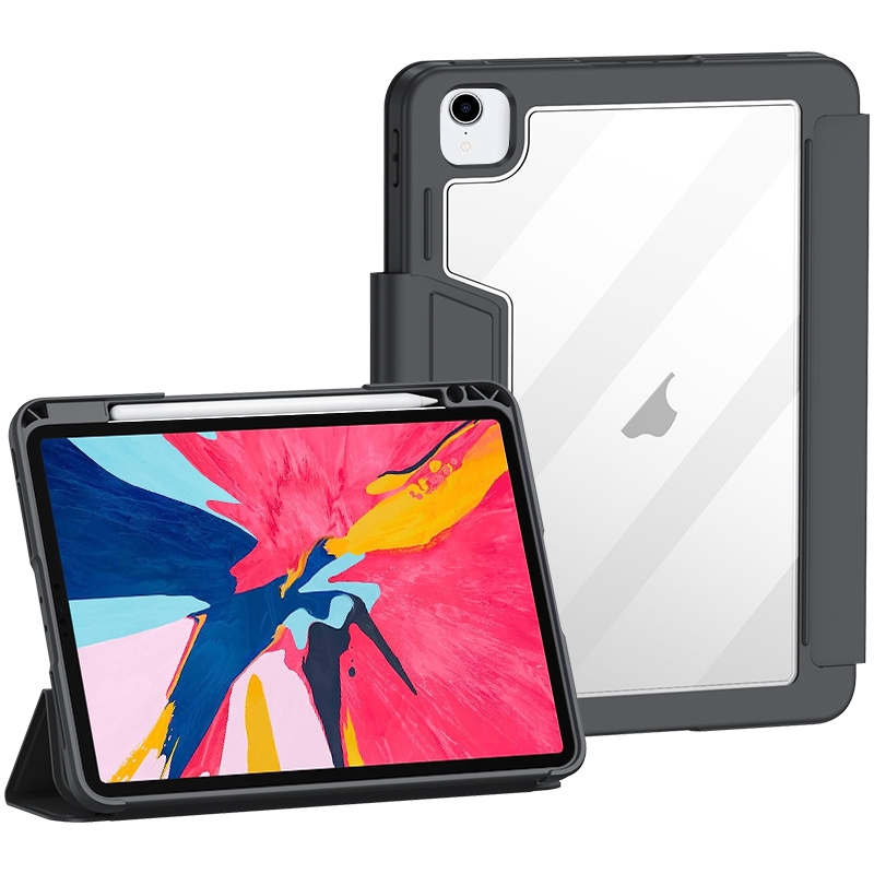 For iPad Pro 12.9 2022 / 2021 / 2020 / 2018 Deformation Buckle Leather Smart Tablet Case(Black) For iPad Pro 12.9 2022 / 2021 / 2020 / 2018 Deformation Buckle Leather Smart Tablet Case(Black)