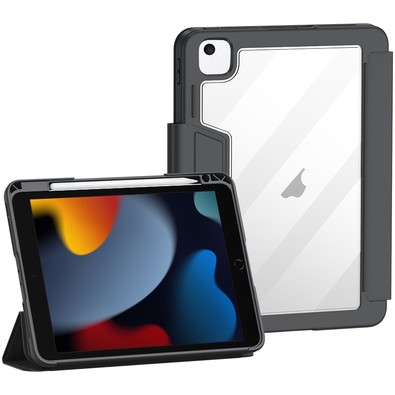 For iPad 10.2 2021 / 2020 / 2019 Deformation Buckle Leather Smart Tablet Case(Black) For iPad 10.2 2021 / 2020 / 2019 Deformation Buckle Leather Smart Tablet Case(Black)