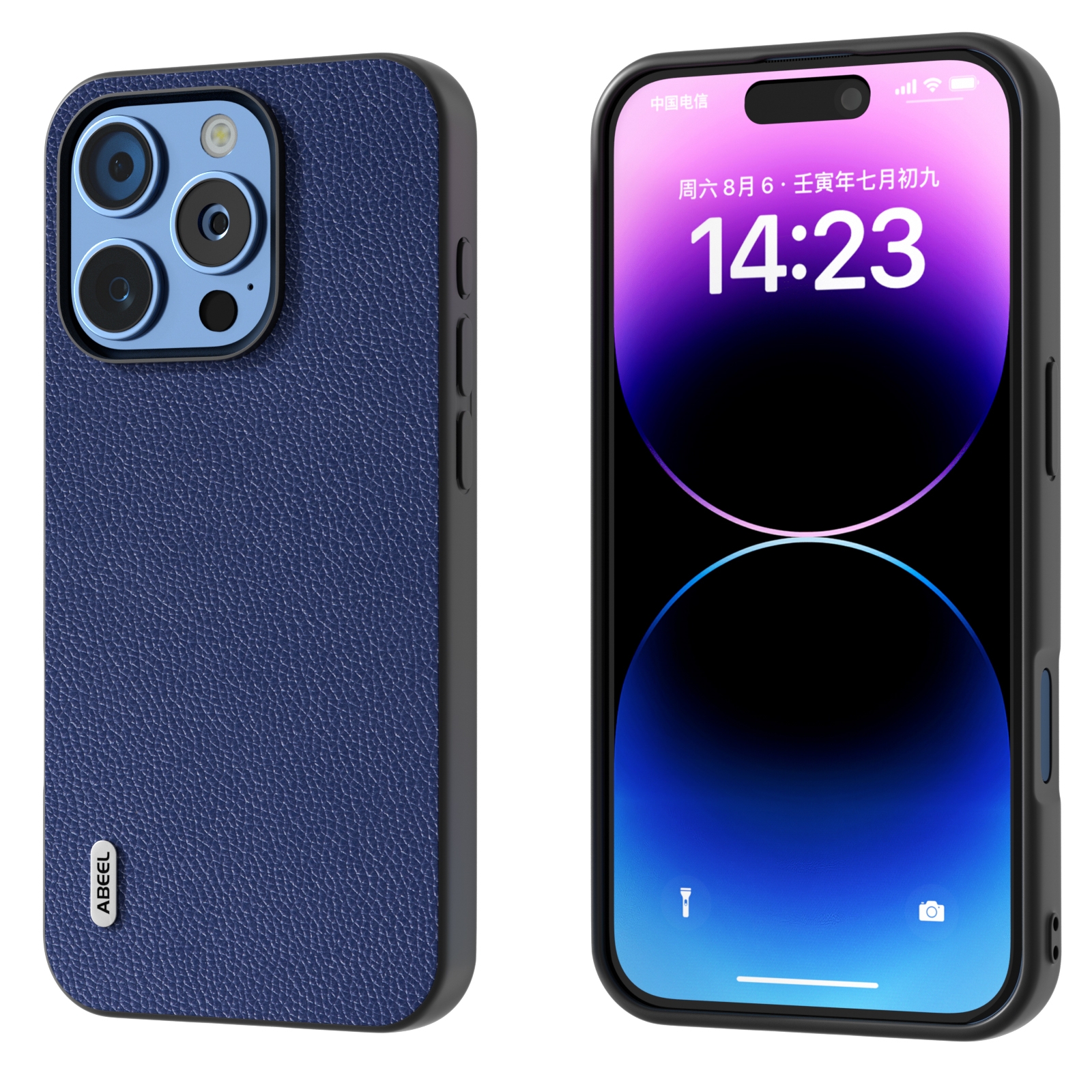For iPhone 16 Pro Max ABEEL Black Edge Genuine Leather Mino Phone Case(Royal Blue) For iPhone 16 Pro Max ABEEL Black Edge Genuine Leather Mino Phone Case(Royal Blue)