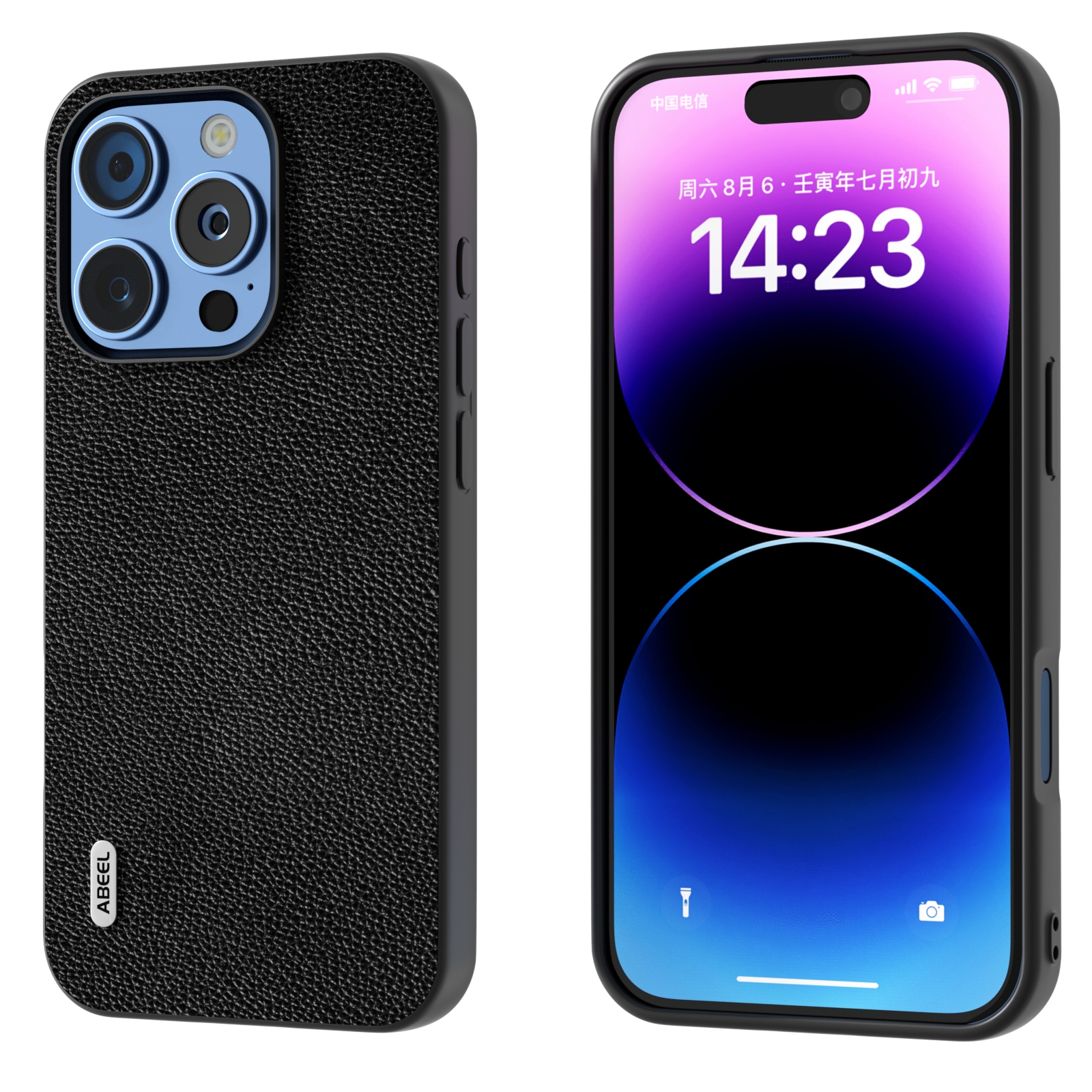 For iPhone 16 Pro ABEEL Black Edge Genuine Leather Mino Phone Case(Black) For iPhone 16 Pro ABEEL Black Edge Genuine Leather Mino Phone Case(Black)