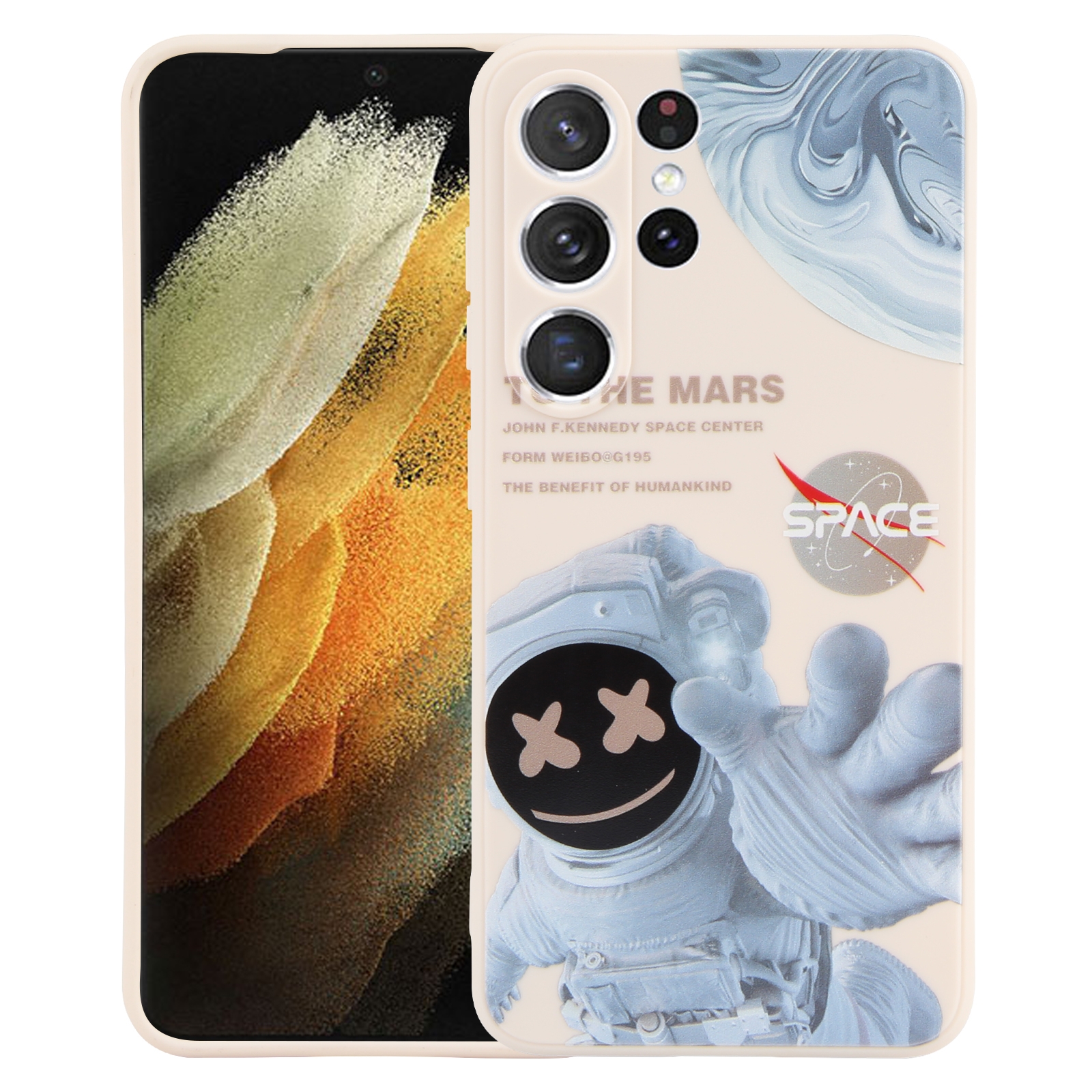 For Samsung Galaxy S21 Ultra 5G Martian Astronaut Pattern Shockproof Phone Case(White) For Samsung Galaxy S21 Ultra 5G Martian Astronaut Pattern Shockproof Phone Case(White)