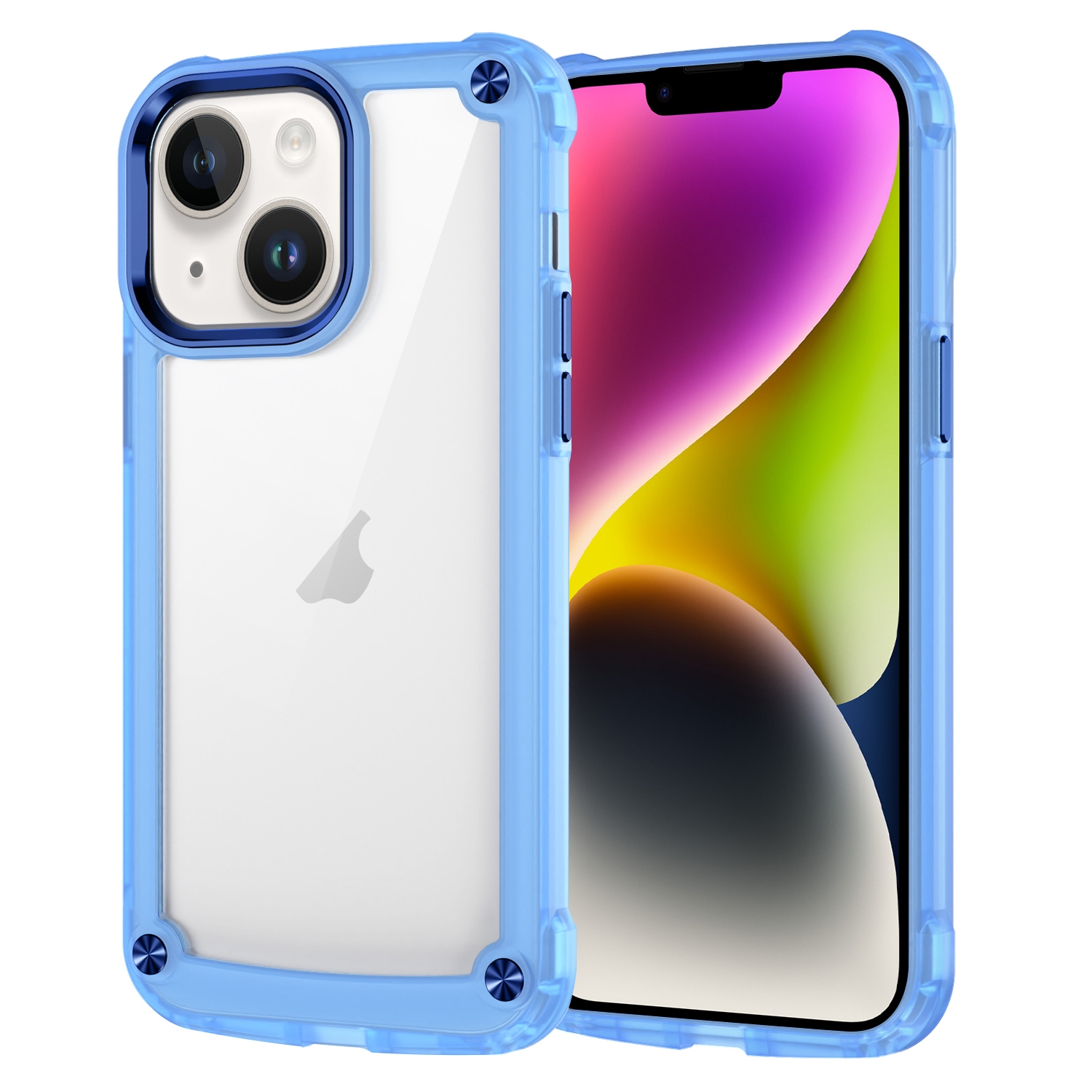 For iPhone 14 Skin Feel TPU + PC Phone Case(Transparent Blue) For iPhone 14 Skin Feel TPU + PC Phone Case(Transparent Blue)