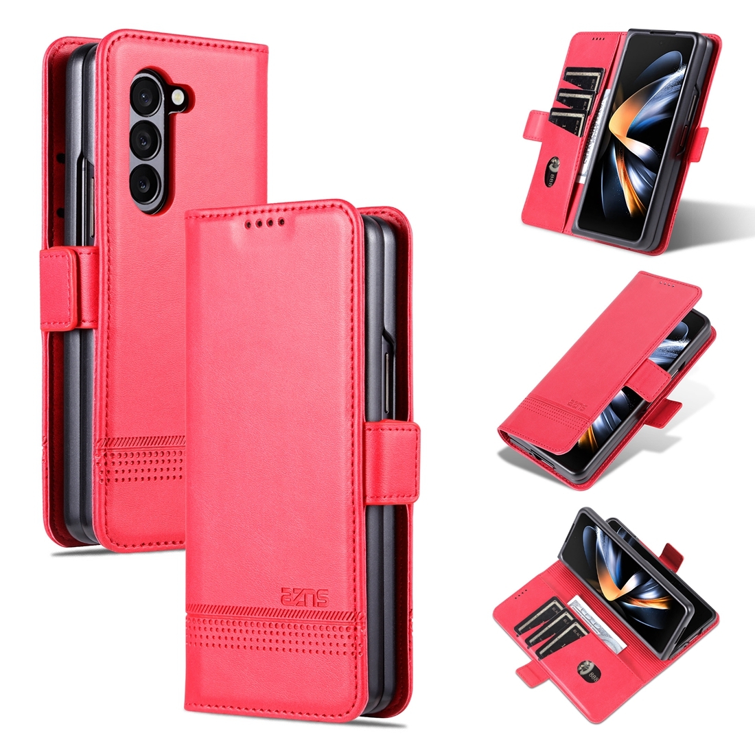 For Samsung Galaxy Z Fold5 5G AZNS Magnetic Calf Texture Flip Leather Phone Case(Red) For Samsung Galaxy Z Fold5 5G AZNS Magnetic Calf Texture Flip Leather Phone Case(Red)