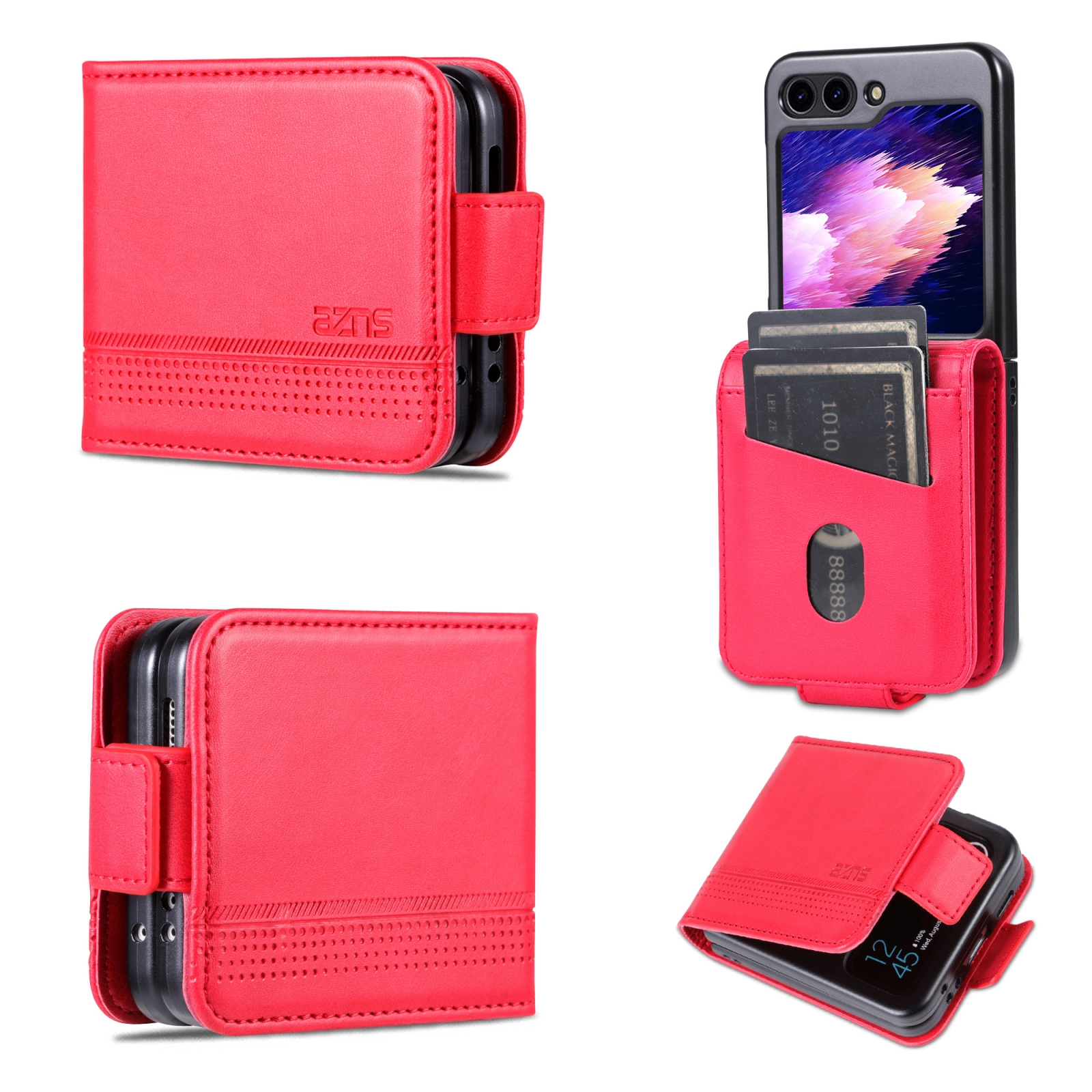 For Samsung Galaxy Z Flip6 5G AZNS Magnetic Calf Texture Flip Leather Phone Case(Red) For Samsung Galaxy Z Flip6 5G AZNS Magnetic Calf Texture Flip Leather Phone Case(Red)