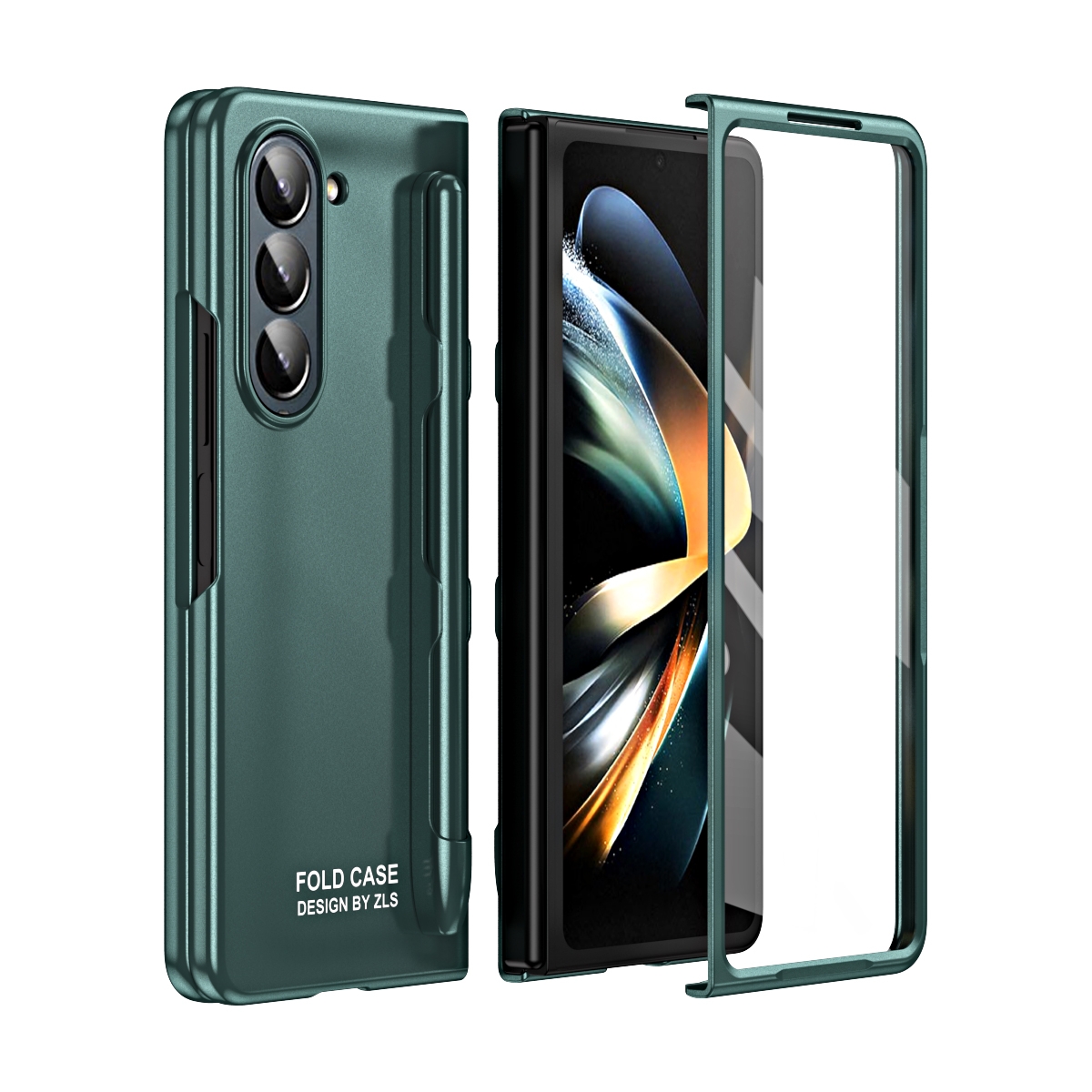 For Samsung Galaxy Z Fold5 5G Integrated AG Matte Folding Phone Case with Pen Slot(Green) For Samsung Galaxy Z Fold5 5G Integrated AG Matte Folding Phone Case with Pen Slot(Green)