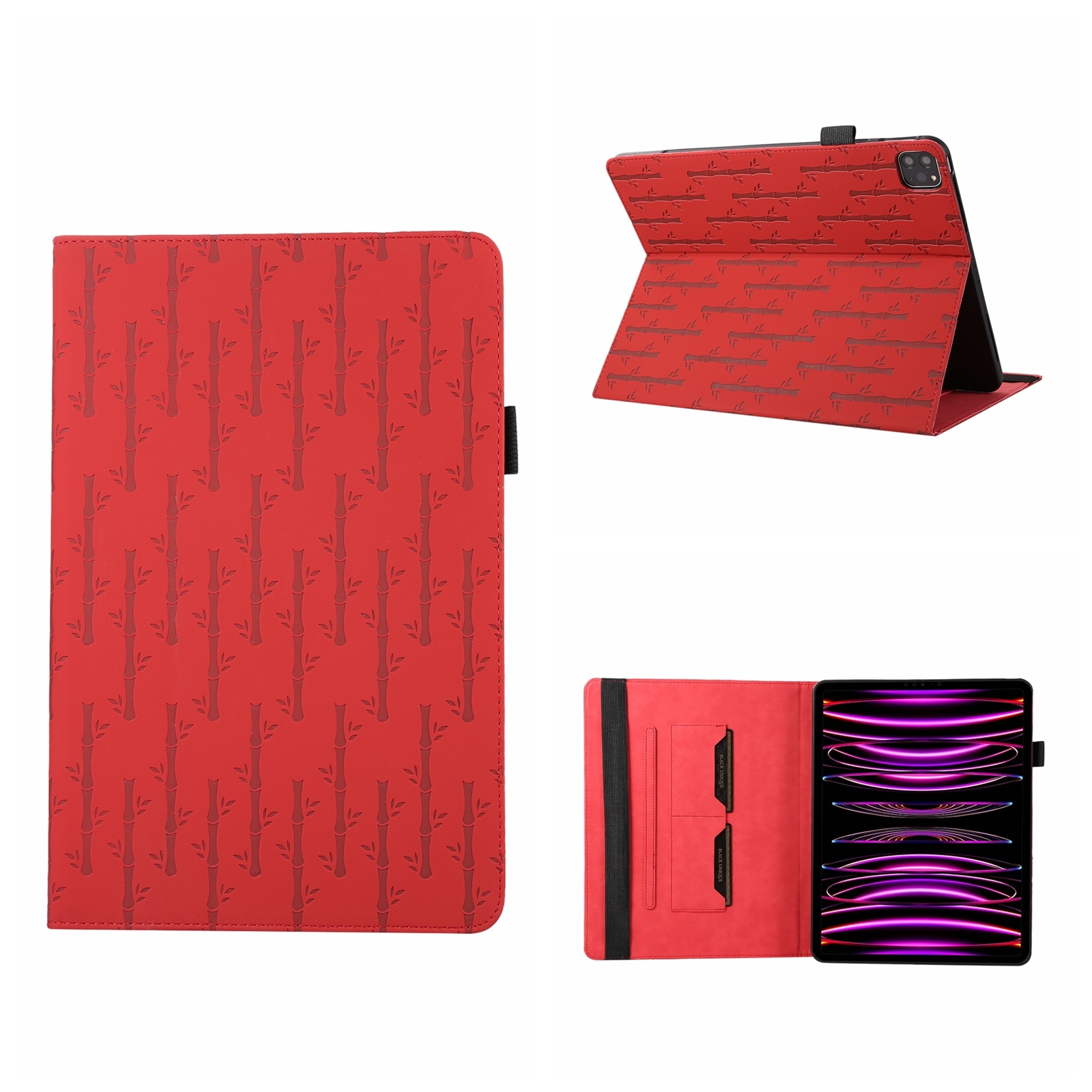 For iPad Pro 12.9 2022 / 2021 Lucky Bamboo Pattern Leather Tablet Case(Red) For iPad Pro 12.9 2022 / 2021 Lucky Bamboo Pattern Leather Tablet Case(Red)
