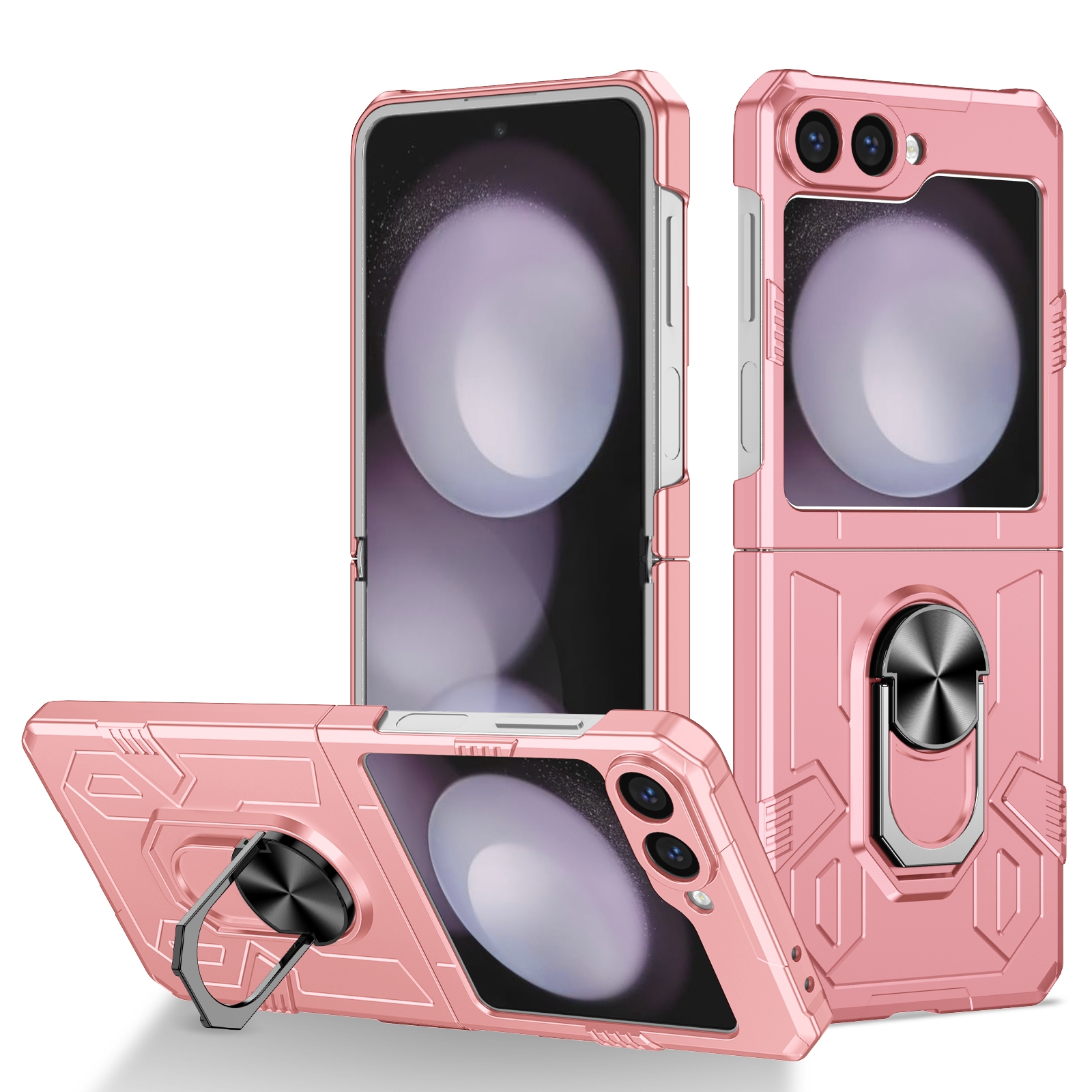 For Samsung Galaxy Z Flip6 5G Matte UV Armor Ring Shockproof Phone Case(Pink) For Samsung Galaxy Z Flip6 5G Matte UV Armor Ring Shockproof Phone Case(Pink)