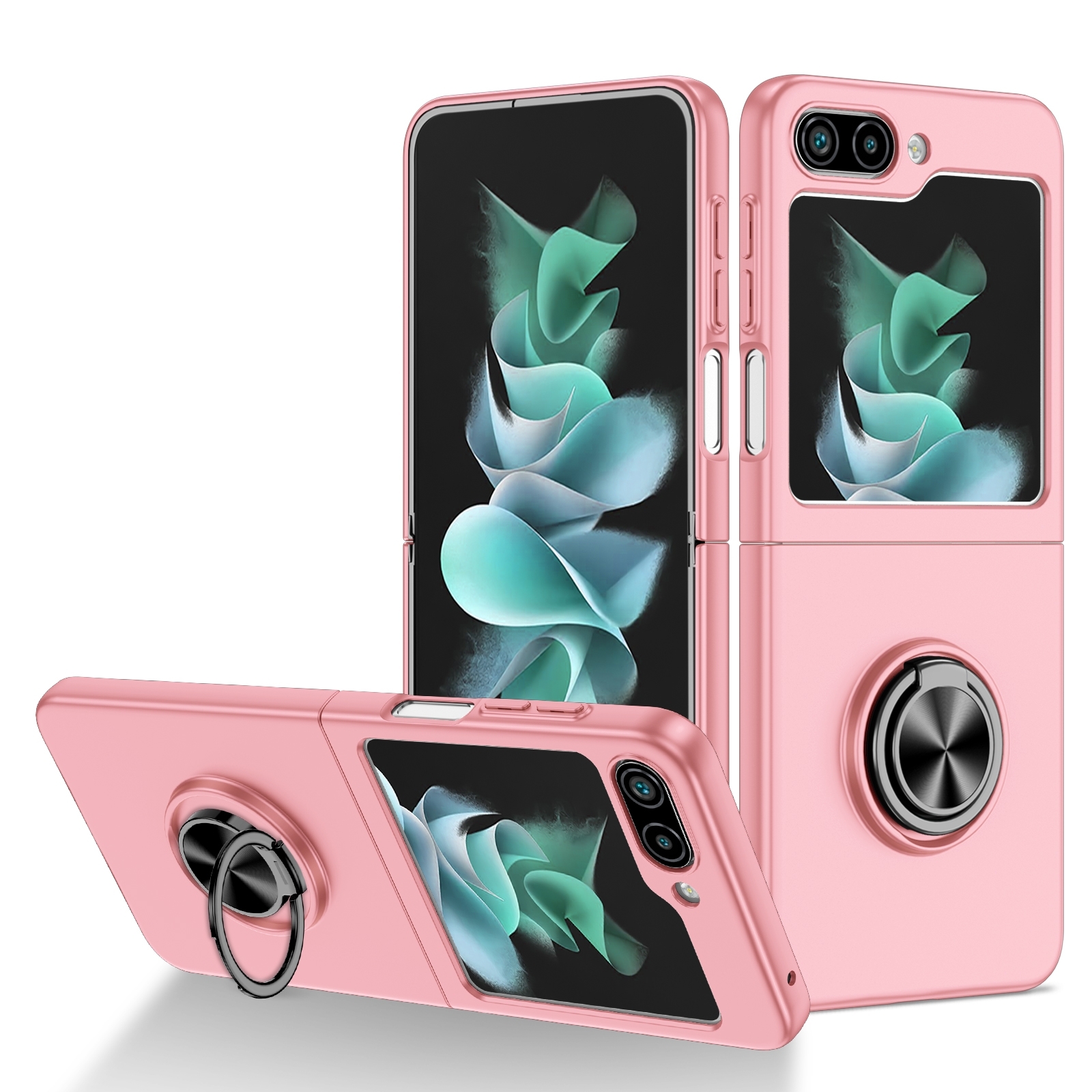 For Samsung Galaxy Z Flip6 5G Armor Ring Holder Phone Case(Pink) For Samsung Galaxy Z Flip6 5G Armor Ring Holder Phone Case(Pink)