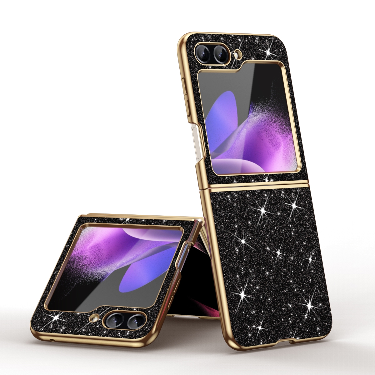 For Samsung Galaxy Z Flip6 Electroplate Glittery Shockproof Phone Case(Black)