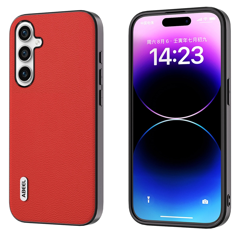 For Samsung Galaxy S23 FE 5G ABEEL Genuine Leather Luolai Series Phone Case(Red) For Samsung Galaxy S23 FE 5G ABEEL Genuine Leather Luolai Series Phone Case(Red)