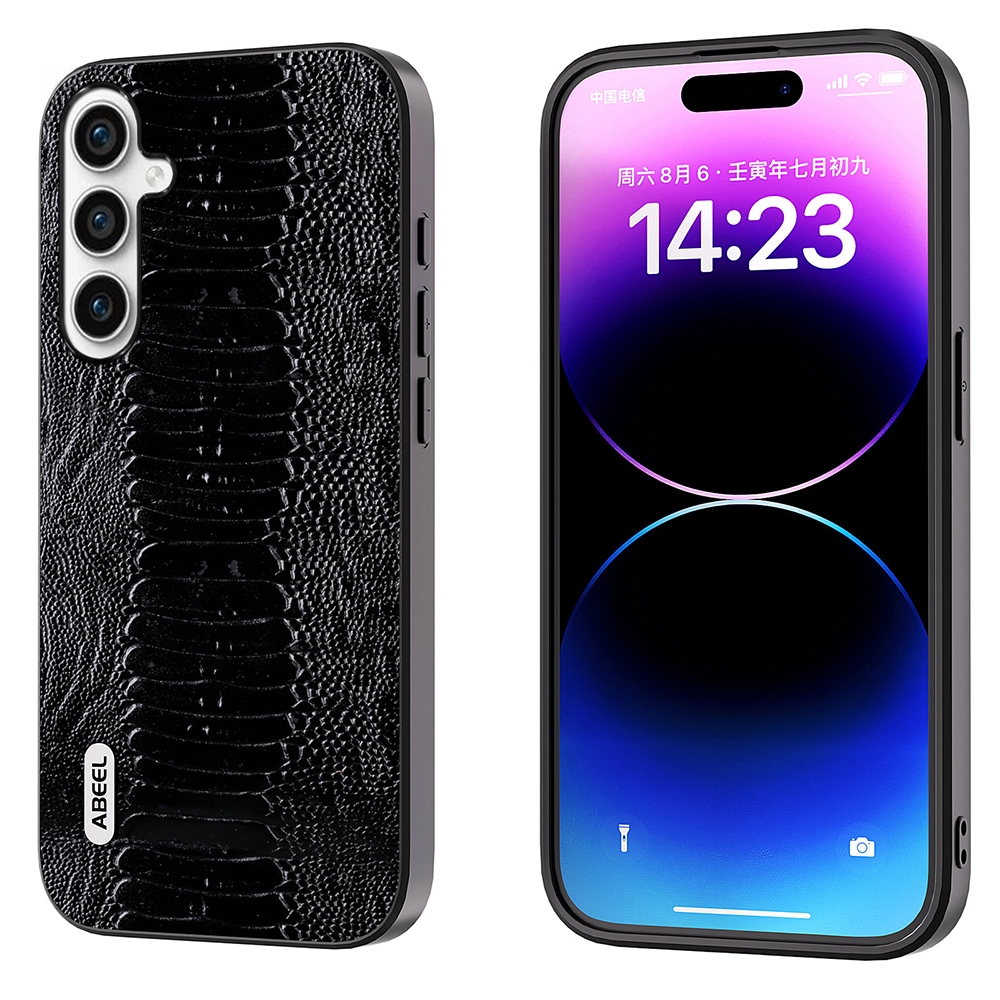 For Samsung Galaxy S23 FE 5G ABEEL Genuine Leather Weilai Series Phone Case(Black) For Samsung Galaxy S23 FE 5G ABEEL Genuine Leather Weilai Series Phone Case(Black)