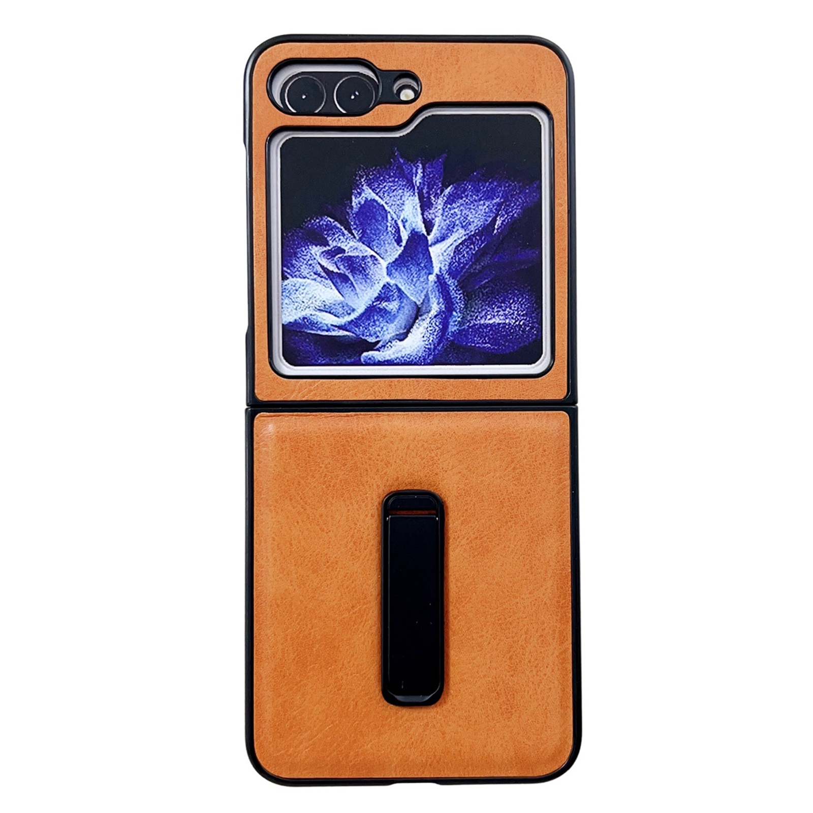 For Samsung Galaxy Z Flip5 Crazy Horse Texture PU Phone Case with Holder(Orange) For Samsung Galaxy Z Flip5 Crazy Horse Texture PU Phone Case with Holder(Orange)