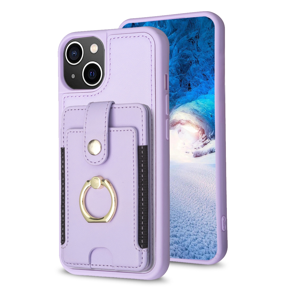 For iPhone 11 BF27 Metal Ring Card Bag Holder Phone Case(Purple) For iPhone 11 BF27 Metal Ring Card Bag Holder Phone Case(Purple)