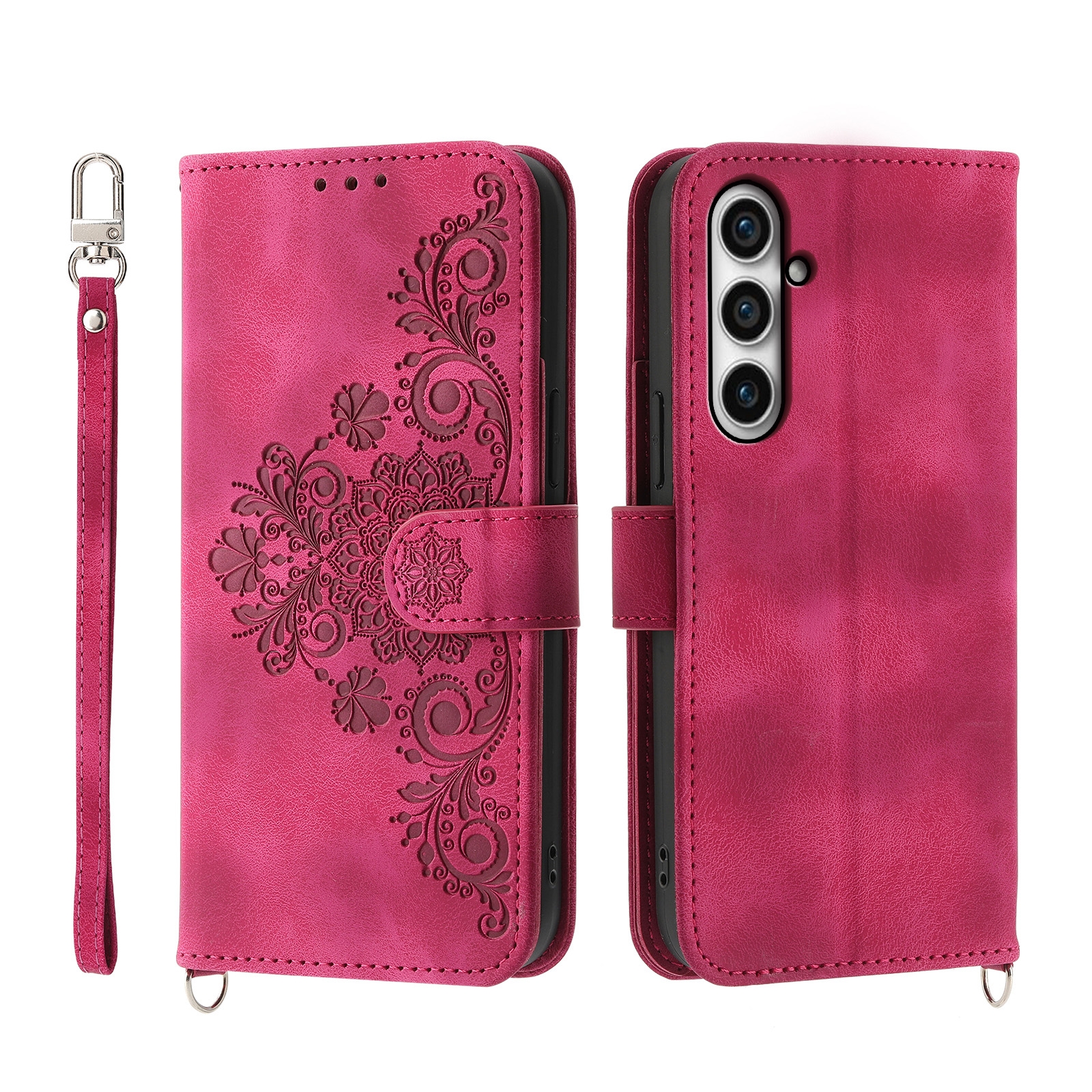 For Samsung Galaxy S23 FE 5G Skin-feel Flowers Embossed Wallet Leather Phone Case(Wine Red) For Samsung Galaxy S23 FE 5G Skin-feel Flowers Embossed Wallet Leather Phone Case(Wine Red)