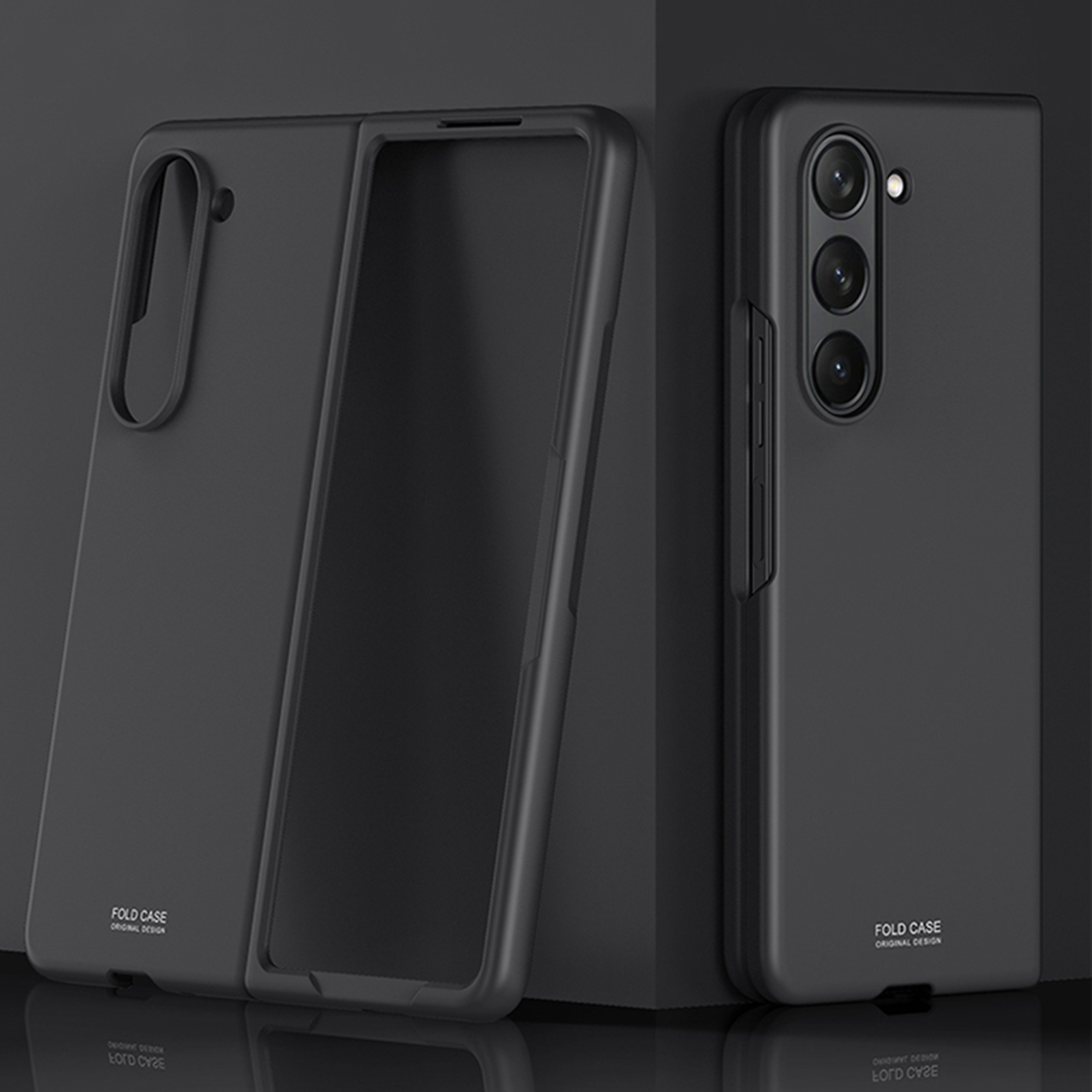 For Samsung Galaxy Z Fold5 Skin Feel 360 Shockproof PC Protective Phone Case(Black) For Samsung Galaxy Z Fold5 Skin Feel 360 Shockproof PC Protective Phone Case(Black)