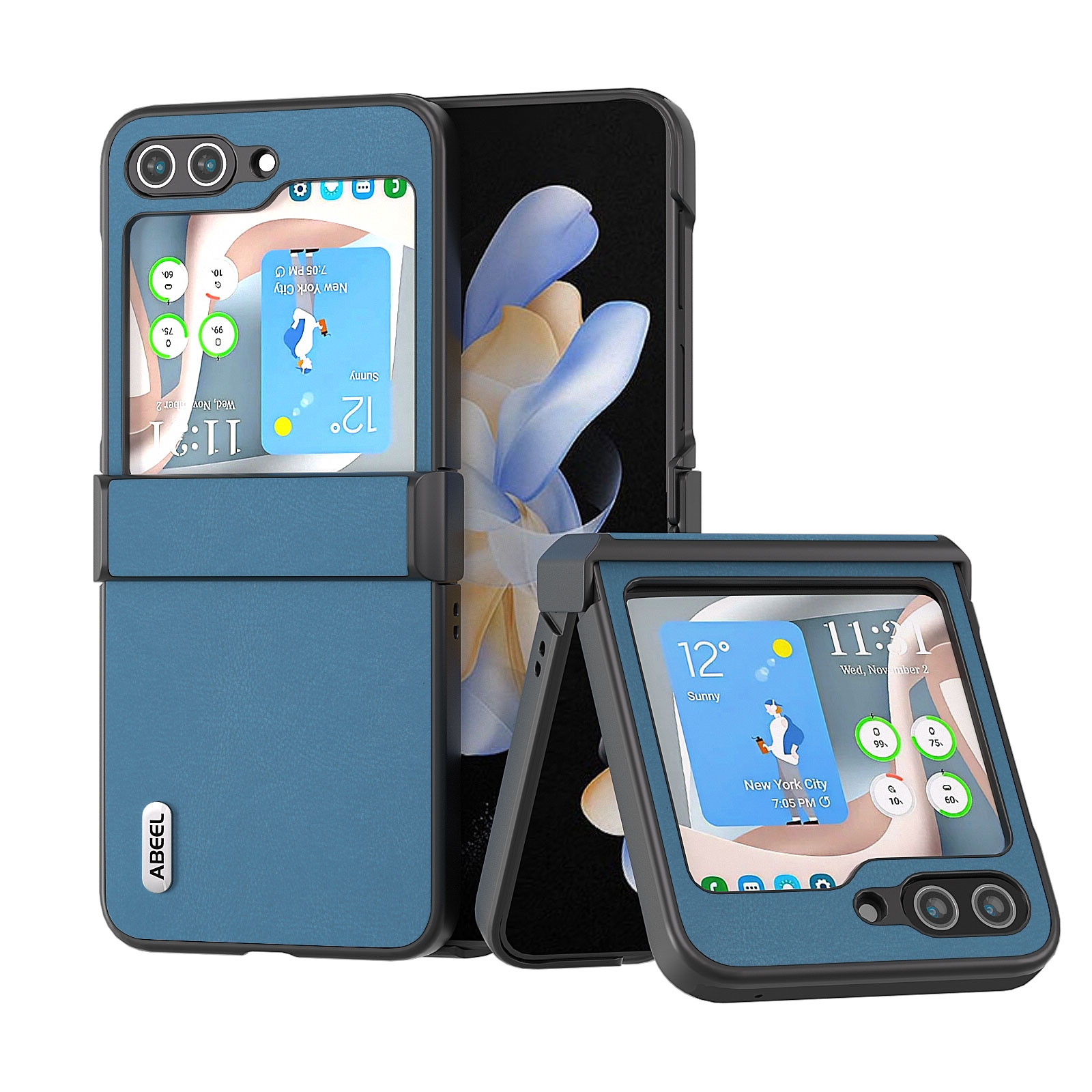 For Samsung Galaxy Z Flip5 ABEEL Haze Texture PU Phone Case(Sky Blue) For Samsung Galaxy Z Flip5 ABEEL Haze Texture PU Phone Case(Sky Blue)