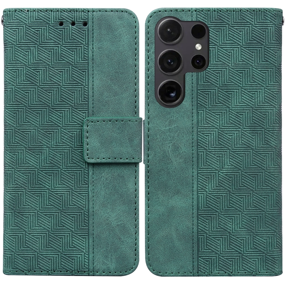 For Samsung Galaxy S24 Ultra 5G Geometric Embossed Leather Phone Case(Green) For Samsung Galaxy S24 Ultra 5G Geometric Embossed Leather Phone Case(Green)