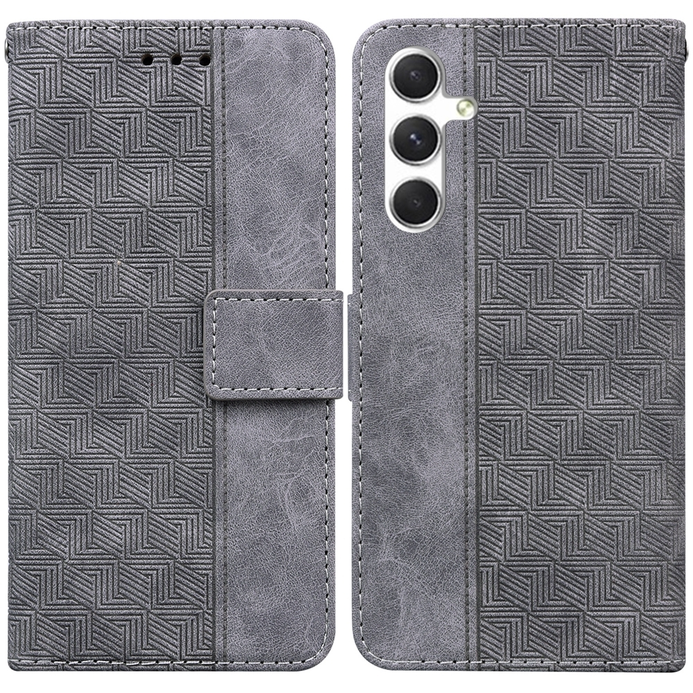 For Samsung Galaxy S24 5G Geometric Embossed Leather Phone Case(Grey) For Samsung Galaxy S24 5G Geometric Embossed Leather Phone Case(Grey)