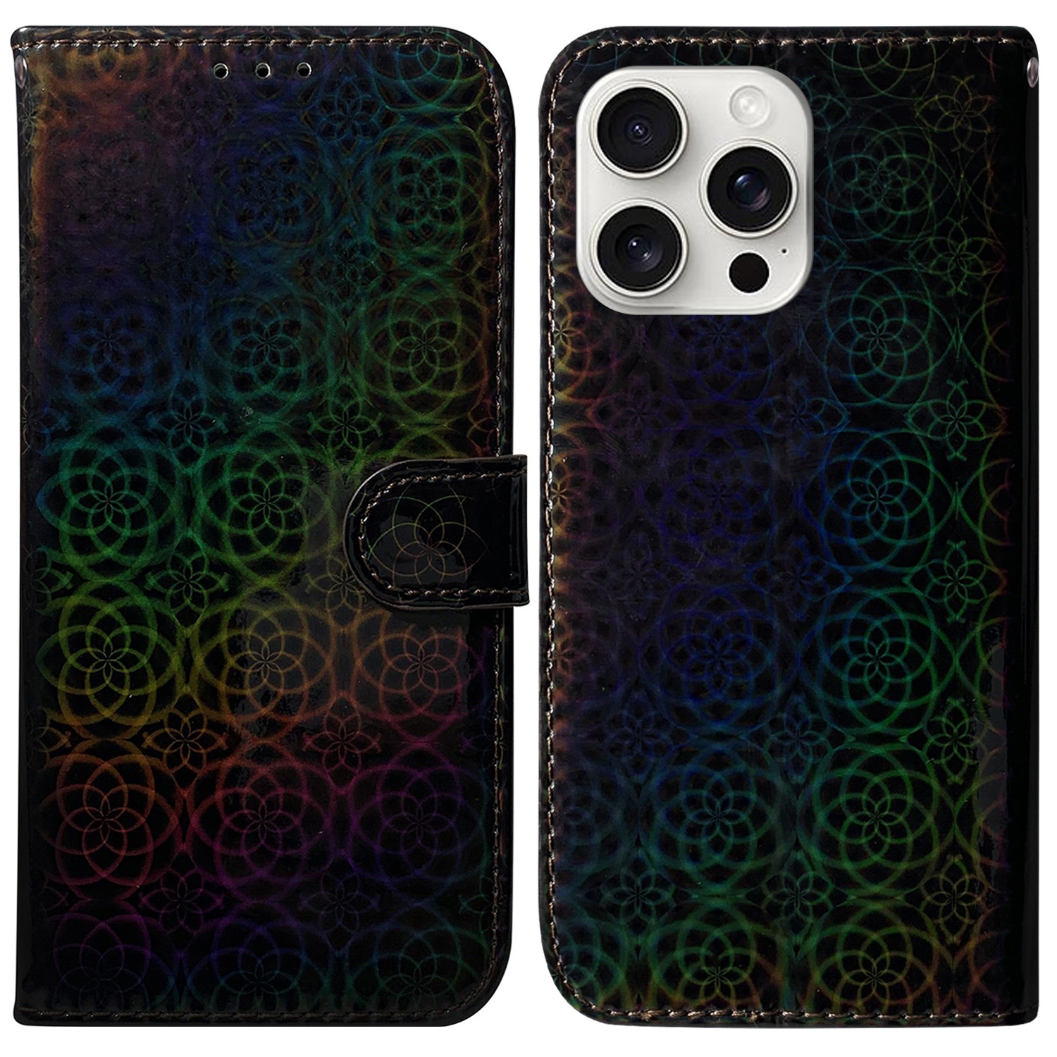 For iPhone 16 Pro Colorful Magnetic Buckle Leather Phone Case(Black) For iPhone 16 Pro Colorful Magnetic Buckle Leather Phone Case(Black)