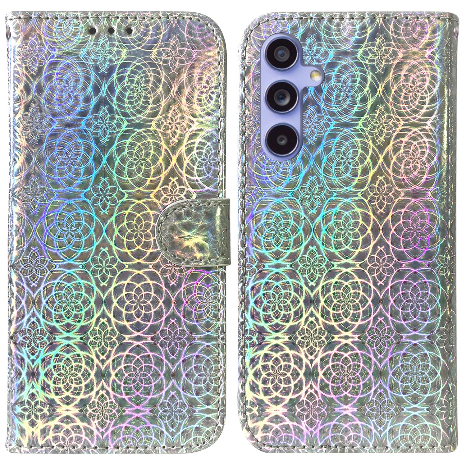 For Samsung Galaxy S23 FE 5G Colorful Magnetic Buckle Leather Phone Case(Silver) For Samsung Galaxy S23 FE 5G Colorful Magnetic Buckle Leather Phone Case(Silver)