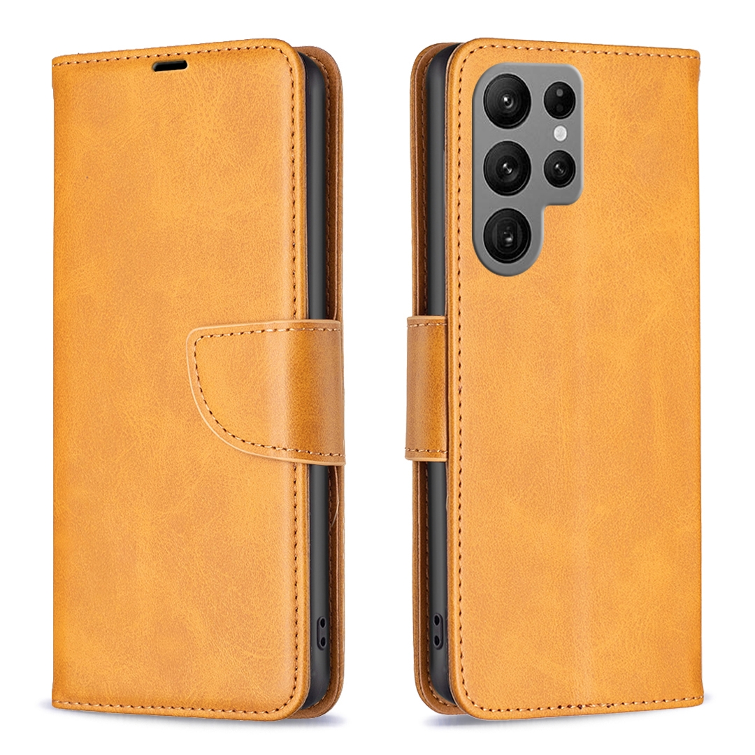 For Samsung Galaxy S24 Ultra 5G Lambskin Texture Pure Color Flip Leather Phone Case(Yellow) For Samsung Galaxy S24 Ultra 5G Lambskin Texture Pure Color Flip Leather Phone Case(Yellow)