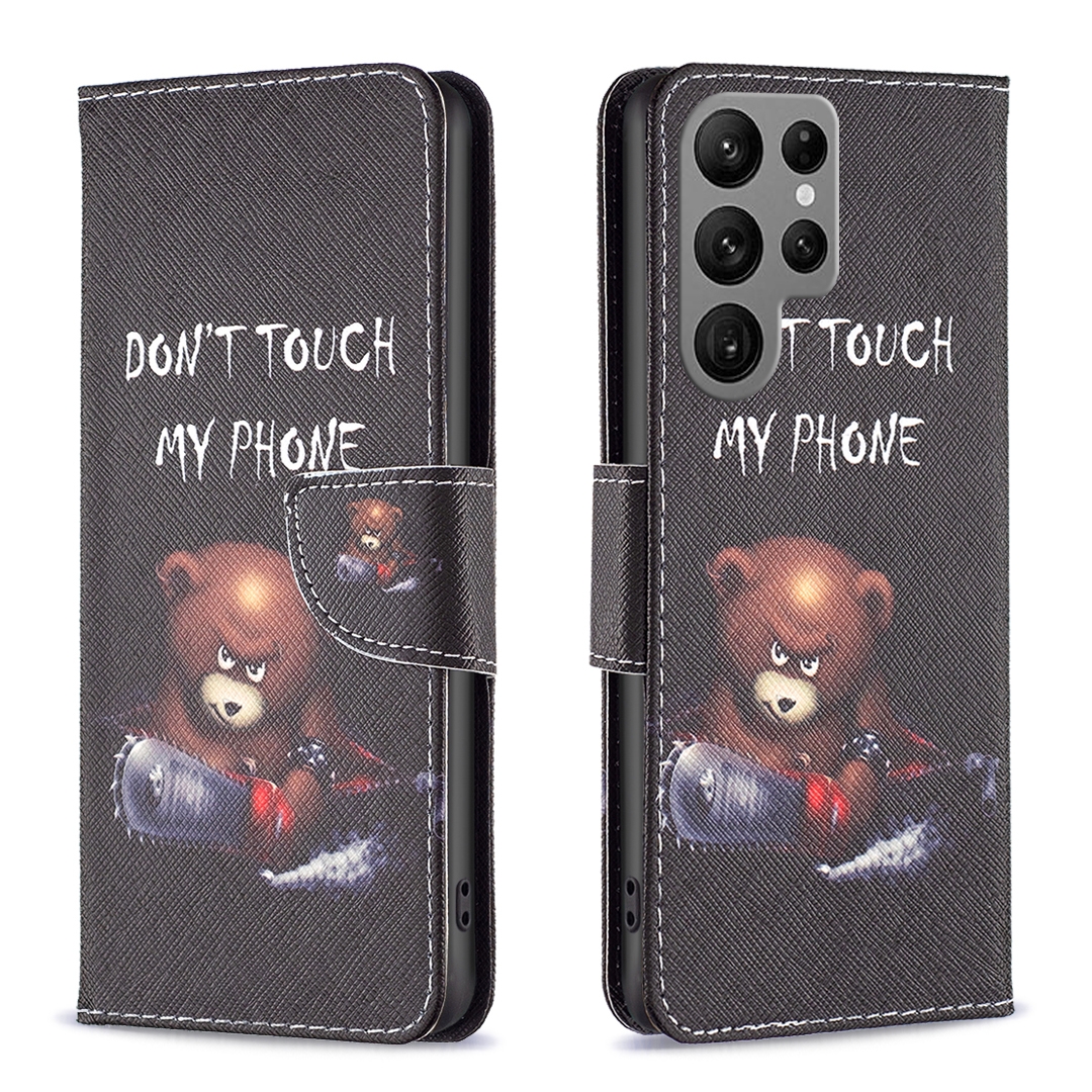 For Samsung Galaxy S24 Ultra 5G Colored Drawing Pattern Leather Phone Case(Bear) For Samsung Galaxy S24 Ultra 5G Colored Drawing Pattern Leather Phone Case(Bear)