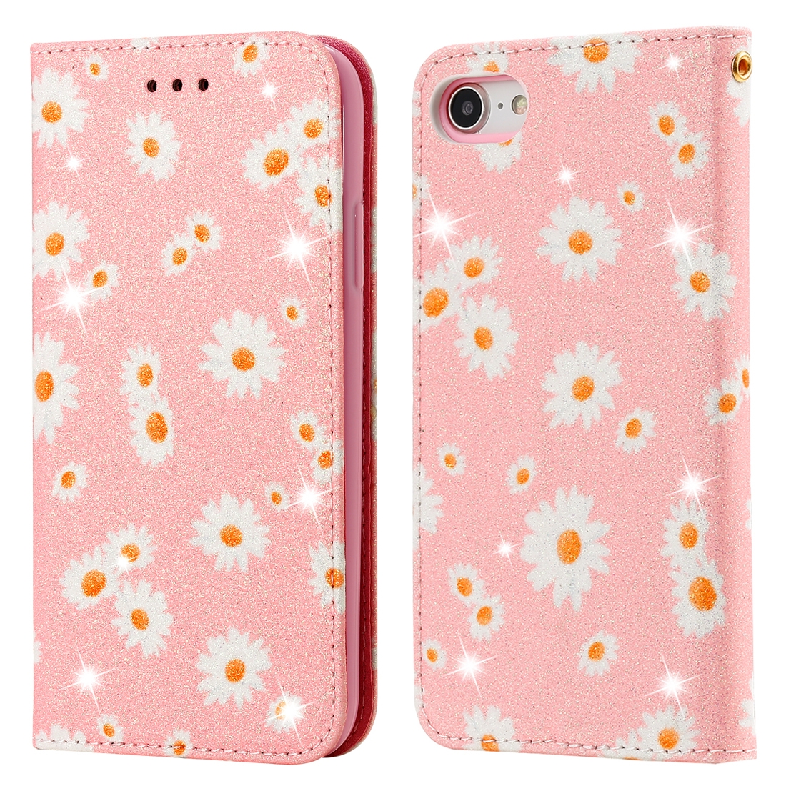 For iPhone SE 2022 / SE 2020 / 8 / 7 Glittering Daisy Magnetic Horizontal Flip Leather Case with Holder & Card Slots & Photo Frame(Pink) For iPhone SE 2022 / SE 2020 / 8 / 7 Glittering Daisy Magnetic Horizontal Flip Leather Case with Holder & Card Slots & Photo Frame(Pink)