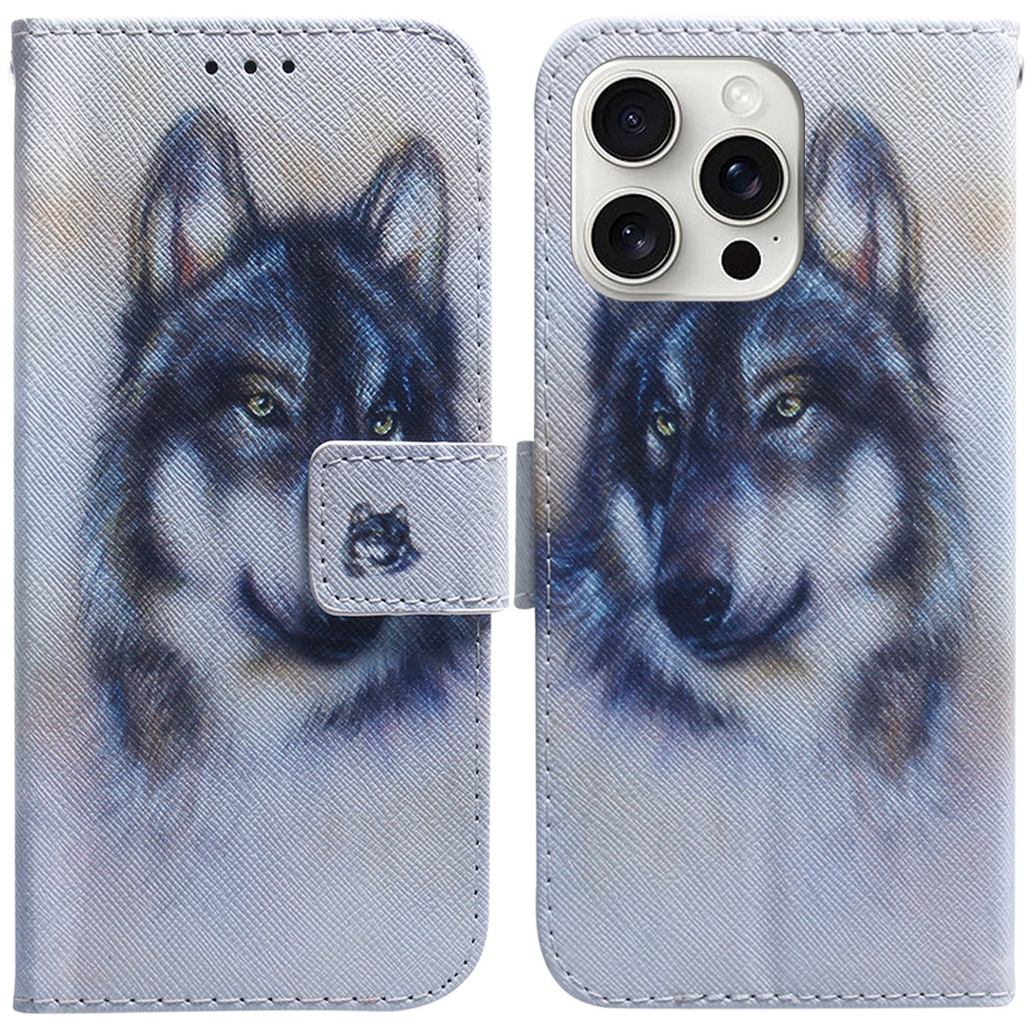 For iPhone 16 Pro Max Coloured Drawing Flip Leather Phone Case(White Wolf) For iPhone 16 Pro Max Coloured Drawing Flip Leather Phone Case(White Wolf)