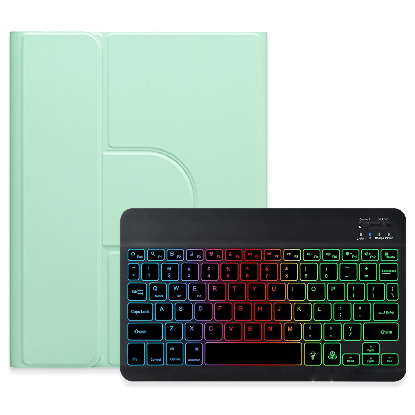 For iPad 10th Gen 10.9 2022 Three-color Backlight Black 360 Degree Rotatable Bluetooth Keyboard Leather Case(Mint Green) For iPad 10th Gen 10.9 2022 Three-color Backlight Black 360 Degree Rotatable Bluetooth Keyboard Leather Case(Mint Green)