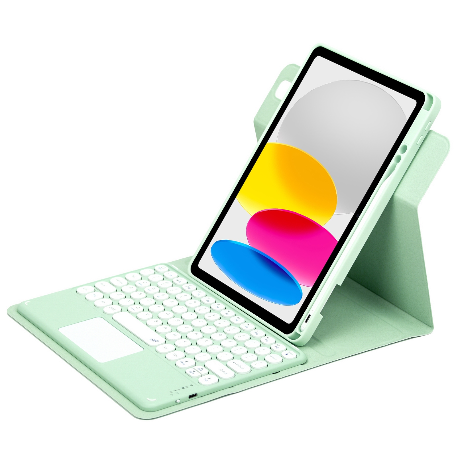 For iPad 10th Gen 10.9 2022 Round Button 360 Degree Rotatable Bluetooth Keyboard Leather Case with Touchpad(Mint Green) For iPad 10th Gen 10.9 2022 Round Button 360 Degree Rotatable Bluetooth Keyboard Leather Case with Touchpad(Mint Green)