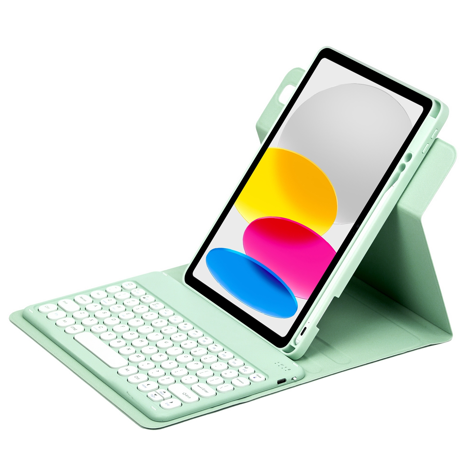 For iPad 10th Gen 10.9 2022 Round Button 360 Degree Rotatable Bluetooth Keyboard Leather Case(Mint Green) For iPad 10th Gen 10.9 2022 Round Button 360 Degree Rotatable Bluetooth Keyboard Leather Case(Mint Green)