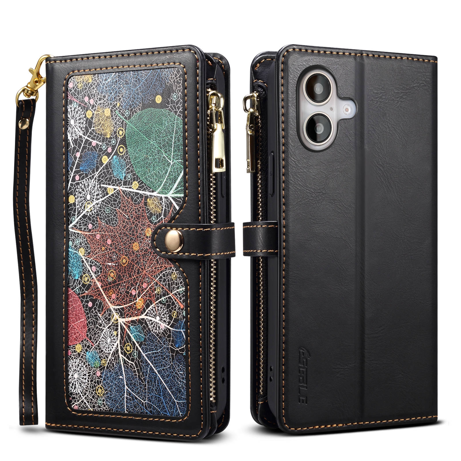 For iPhone 16 Plus ESEBLE Star Series Lanyard Zipper Wallet RFID Leather Case(Black) For iPhone 16 Plus ESEBLE Star Series Lanyard Zipper Wallet RFID Leather Case(Black)