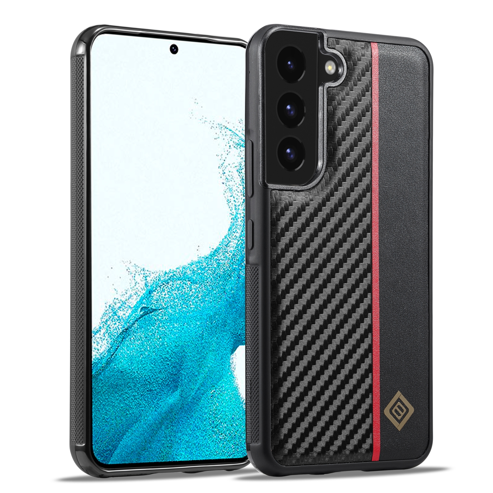 For Samsung Galaxy S22+ LC.IMEEKE 3 in 1 Carbon Fiber Texture Shockproof Phone Case(Black) For Samsung Galaxy S22+ LC.IMEEKE 3 in 1 Carbon Fiber Texture Shockproof Phone Case(Black)