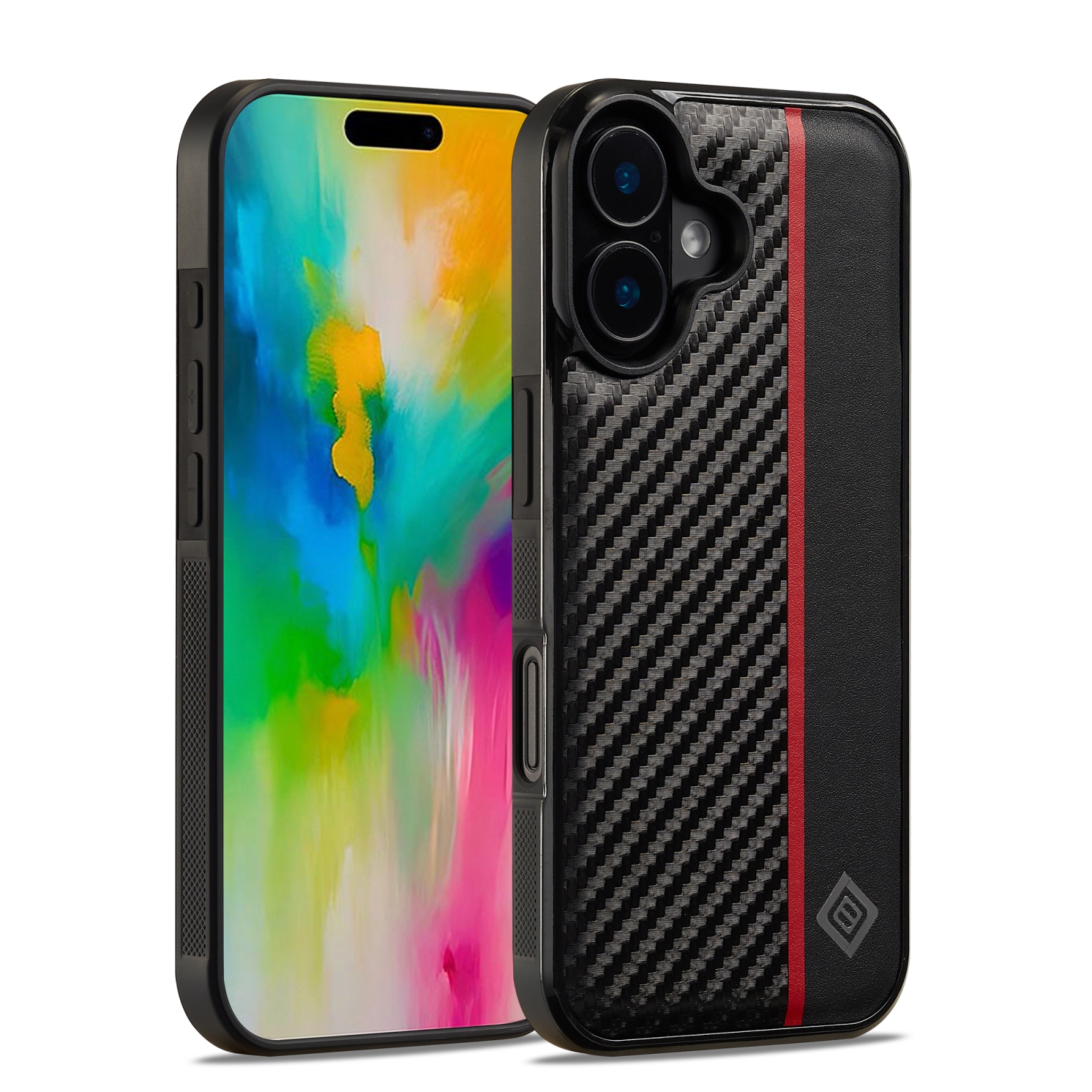 For iPhone 16 LC.IMEEKE 3 in 1 Carbon Fiber Texture Shockproof Phone Case(Black) For iPhone 16 LC.IMEEKE 3 in 1 Carbon Fiber Texture Shockproof Phone Case(Black)