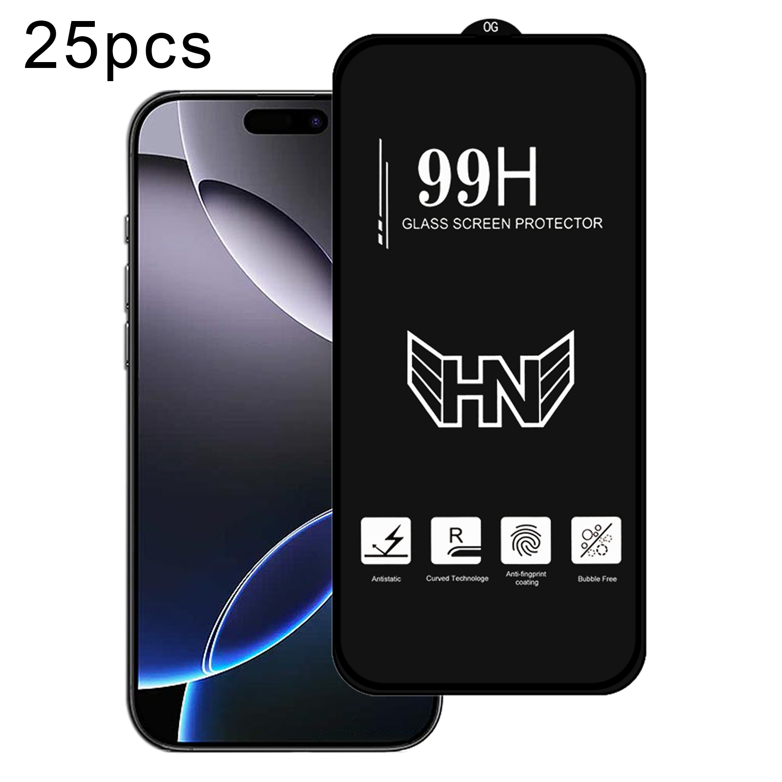 For iPhone 16 Pro Max 25pcs High Aluminum Large Arc Full Screen Tempered Glass Film For iPhone 16 Pro Max 25pcs High Aluminum Large Arc Full Screen Tempered Glass Film