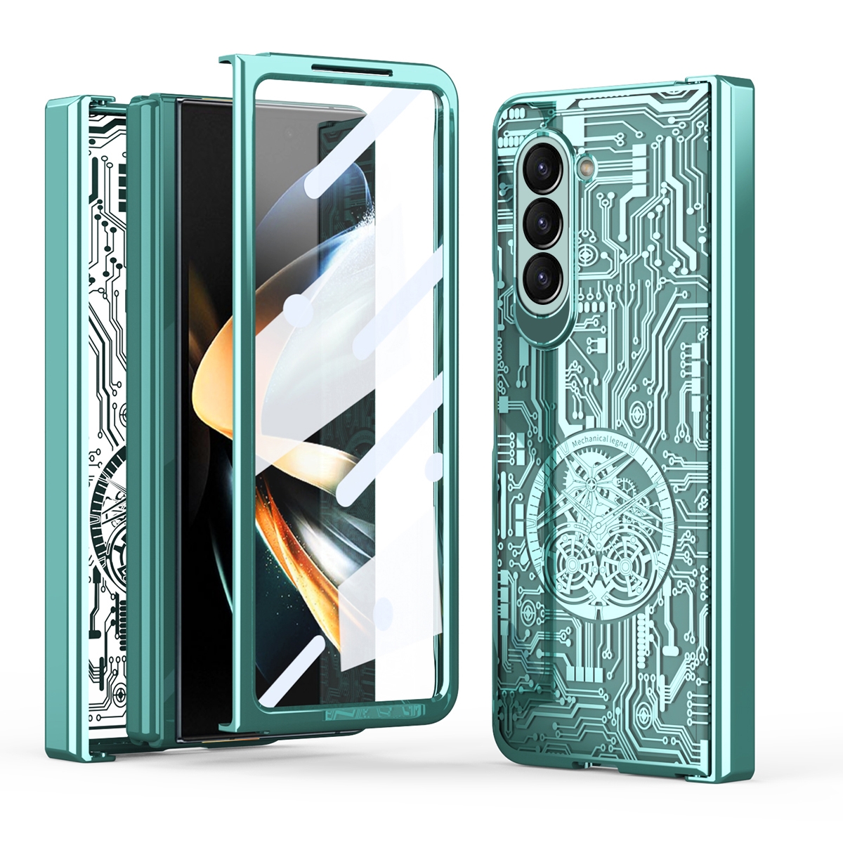 For Samsung Galaxy Z Fold5 Mechanical Legend Integrated Electroplating All-inclusive Phone Case(Green) For Samsung Galaxy Z Fold5 Mechanical Legend Integrated Electroplating All-inclusive Phone Case(Green)