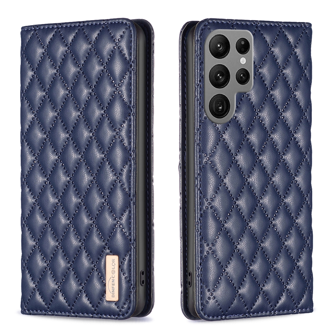 For Samsung Galaxy S24 Ultra 5G Diamond Lattice Magnetic Leather Flip Phone Case(Blue) For Samsung Galaxy S24 Ultra 5G Diamond Lattice Magnetic Leather Flip Phone Case(Blue)