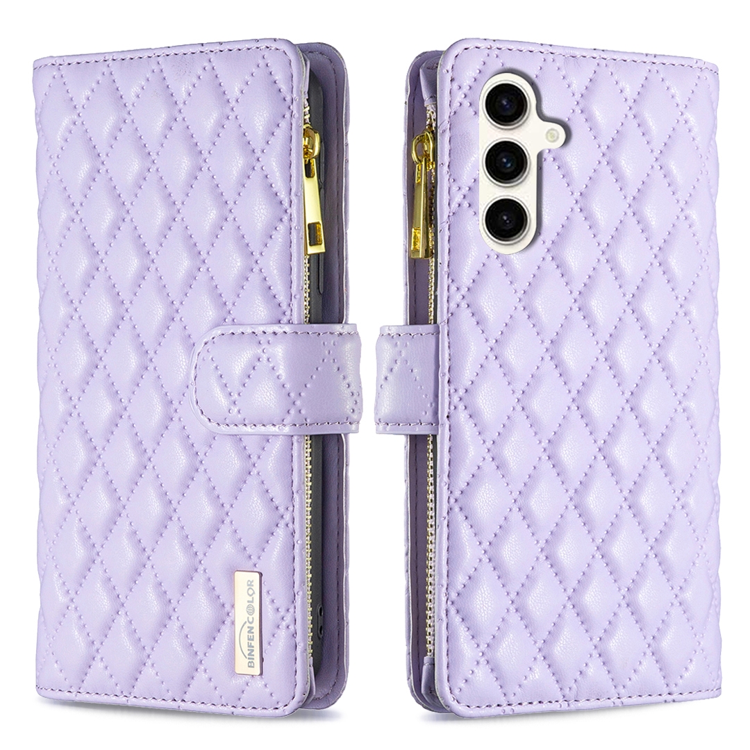 For Samsung Galaxy S23 FE 5G Diamond Lattice Zipper Wallet Leather Flip Phone Case(Purple) For Samsung Galaxy S23 FE 5G Diamond Lattice Zipper Wallet Leather Flip Phone Case(Purple)