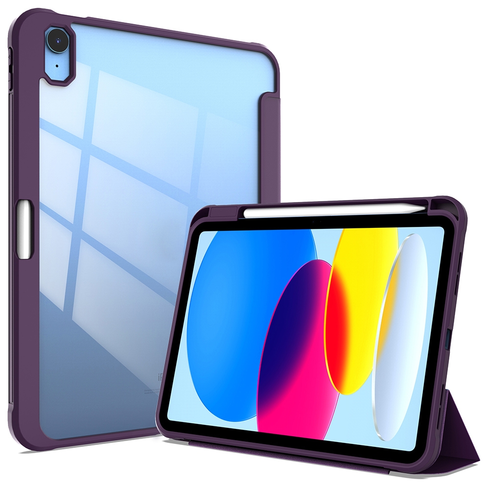 For iPad 10th Gen 10.9 2022 3-Fold Holder Armor Smart Leather Tablet Case(Deep Purple) For iPad 10th Gen 10.9 2022 3-Fold Holder Armor Smart Leather Tablet Case(Deep Purple)