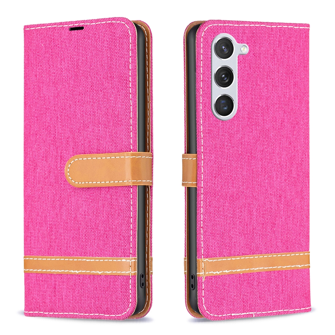 For Samsung Galaxy S24 5G Color Block Denim Texture Leather Phone Case(Rose Red) For Samsung Galaxy S24 5G Color Block Denim Texture Leather Phone Case(Rose Red)