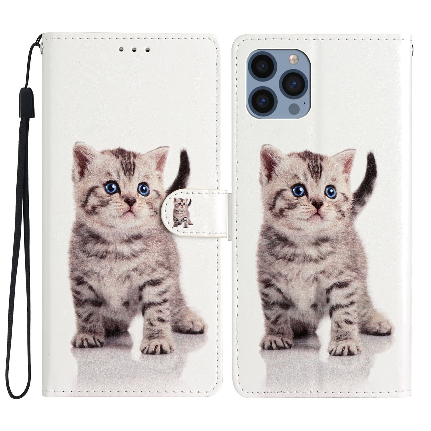 For iPhone 15 Pro Colored Drawing Leather Phone Case(Little Tabby Cat) For iPhone 15 Pro Colored Drawing Leather Phone Case(Little Tabby Cat)