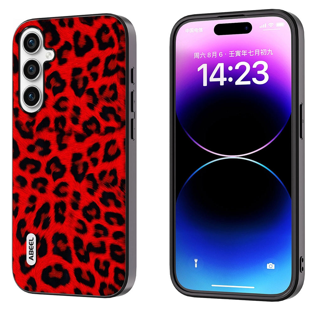 For Samsung Galaxy S23 FE 5G ABEEL Black Edge Leopard Phone Case(Red Leopard) For Samsung Galaxy S23 FE 5G ABEEL Black Edge Leopard Phone Case(Red Leopard)