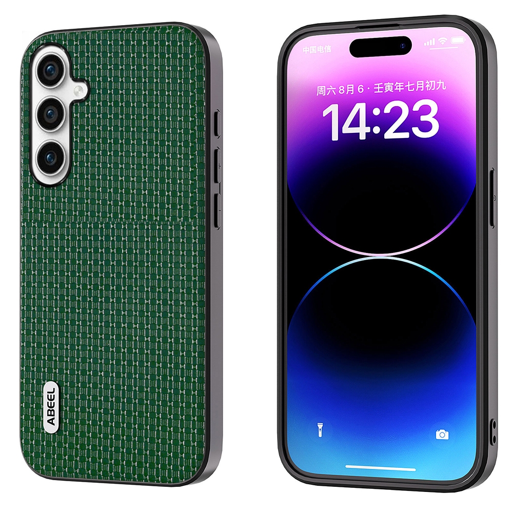 For Samsung Galaxy S23 FE 5G ABEEL Genuine Leather Luxury Black Edge Phone Case(Night Green) For Samsung Galaxy S23 FE 5G ABEEL Genuine Leather Luxury Black Edge Phone Case(Night Green)