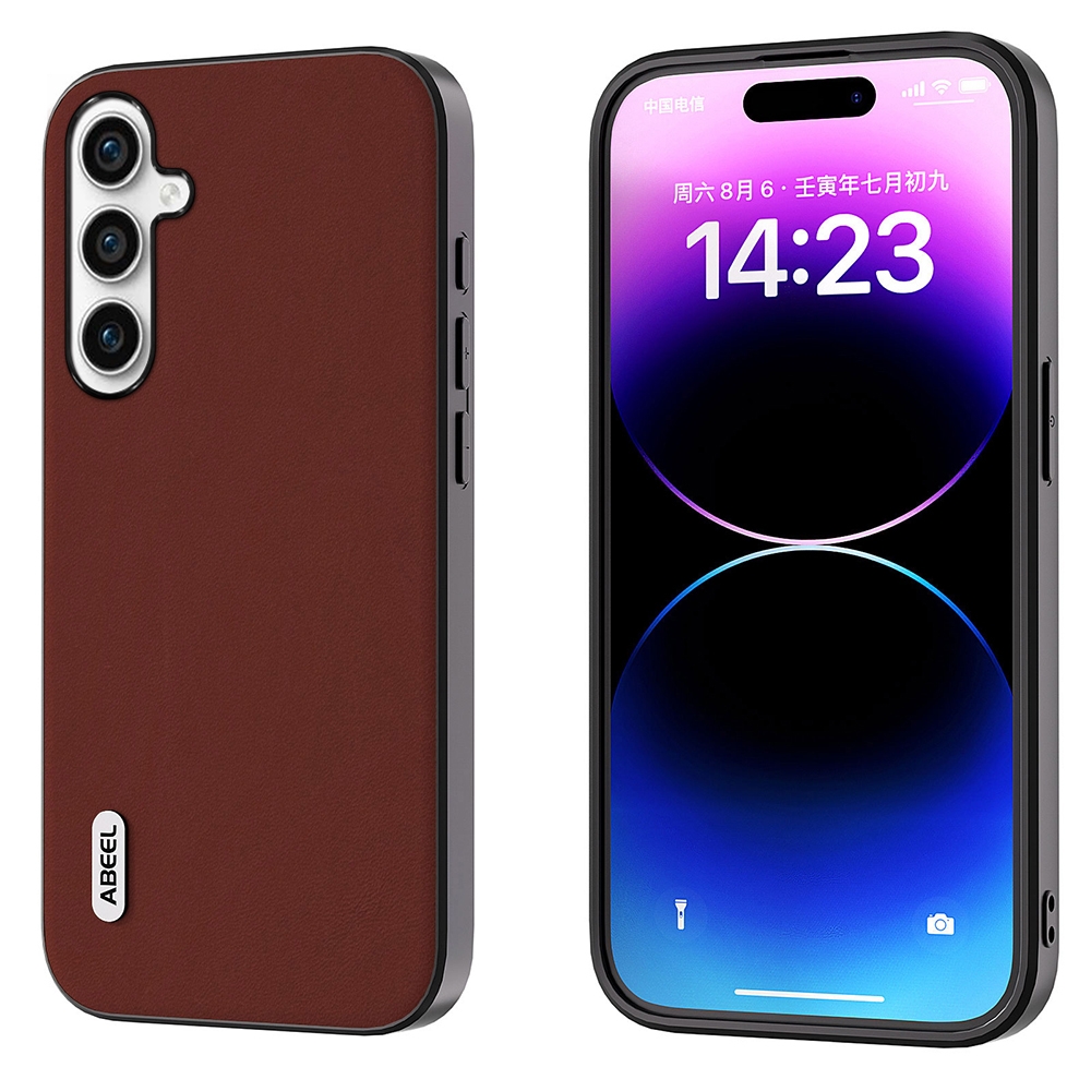 For Samsung Galaxy S23 FE 5G ABEEL Genuine Leather Silky Soft Black Edge Phone Case(Coffee) For Samsung Galaxy S23 FE 5G ABEEL Genuine Leather Silky Soft Black Edge Phone Case(Coffee)