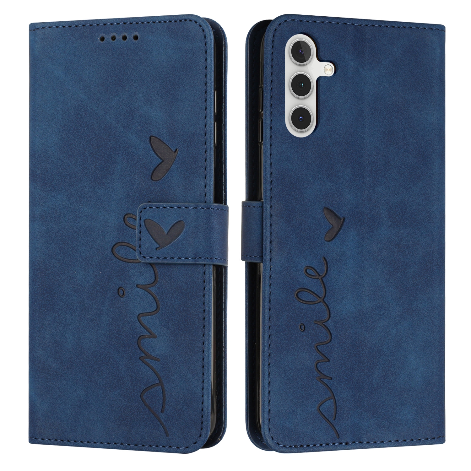 For Samsung Galaxy S23 FE 5G Skin Feel Heart Pattern Leather Phone Case(Blue) For Samsung Galaxy S23 FE 5G Skin Feel Heart Pattern Leather Phone Case(Blue)