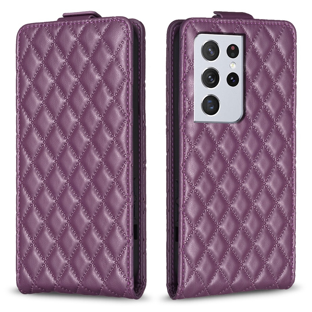 For Samsung Galaxy S21 Ultra 5G Diamond Lattice Vertical Flip Leather Phone Case(Dark Purple) For Samsung Galaxy S21 Ultra 5G Diamond Lattice Vertical Flip Leather Phone Case(Dark Purple)