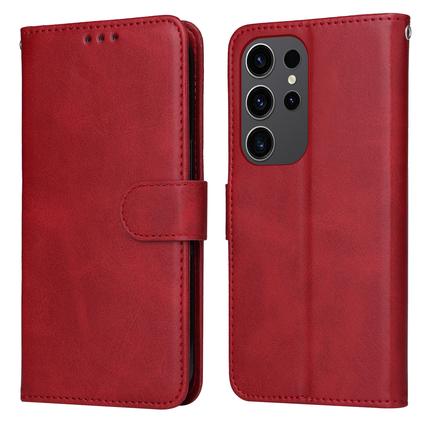 For Samsung Galaxy S24 Ultra Classic Calf Texture Flip Leather Phone Case(Red) For Samsung Galaxy S24 Ultra Classic Calf Texture Flip Leather Phone Case(Red)