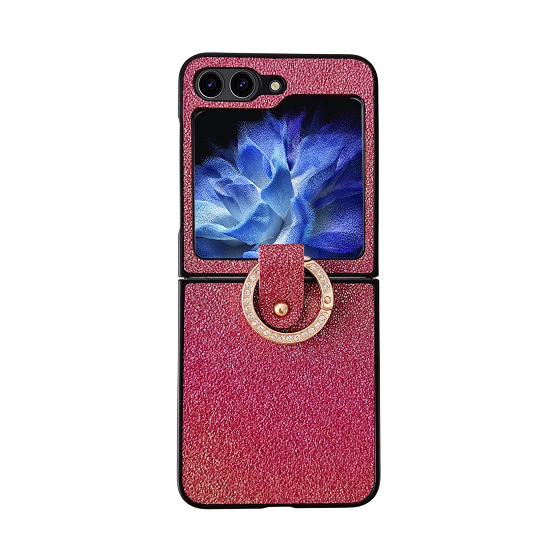 For Samsung Galaxy Z Flip5 Colorful Glitter PC Shockproof Phone Case with Ring Holder(Pink) For Samsung Galaxy Z Flip5 Colorful Glitter PC Shockproof Phone Case with Ring Holder(Pink)