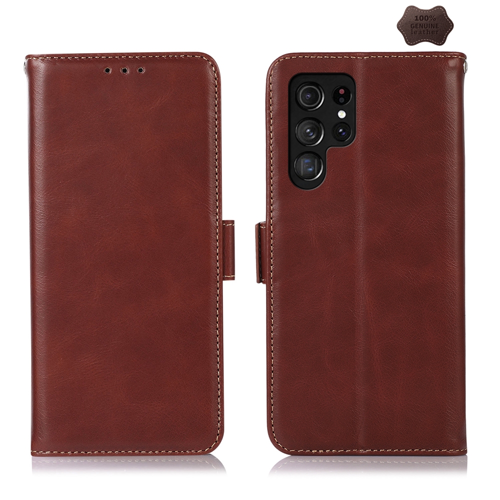 For Samsung Galaxy S24 Ultra Crazy Horse Top Layer Cowhide Leather Phone Case(Brown) For Samsung Galaxy S24 Ultra Crazy Horse Top Layer Cowhide Leather Phone Case(Brown)